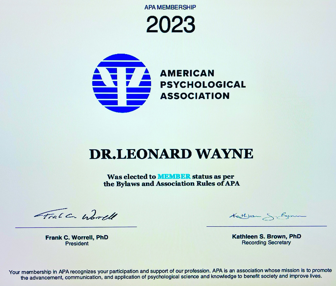 Leonard Wayne certificate